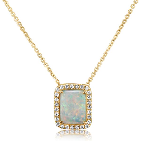 Yellow Gold Natural Light Opal Pendant Morrison Smith Jewelers Charlotte, NC