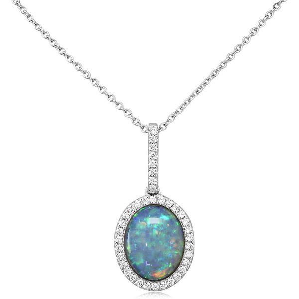White Gold Natural Light Opal Pendant Cravens & Lewis Jewelers Georgetown, KY