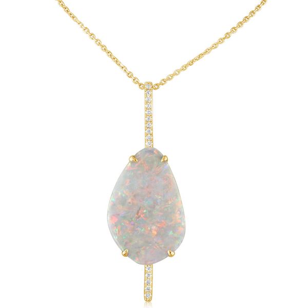 Yellow Gold Natural Light Opal Pendant Ask Design Jewelers Olean, NY