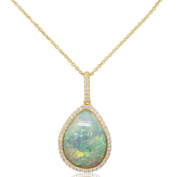 Yellow Gold Natural Light Opal Pendant Ask Design Jewelers Olean, NY