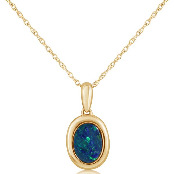 Yellow Gold Opal Doublet Pendant Mar Bill Diamonds and Jewelry Belle Vernon, PA