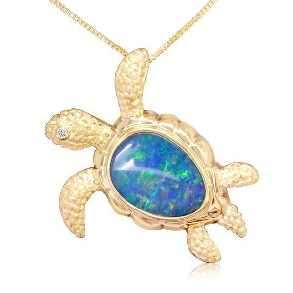 Yellow Gold Opal Doublet Pendant Mitchell's Jewelry Norman, OK