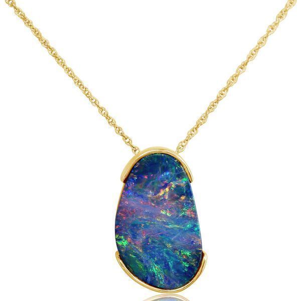 Yellow Gold Opal Doublet Pendant Image 2 Mar Bill Diamonds and Jewelry Belle Vernon, PA