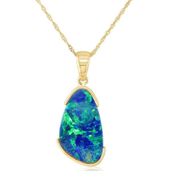 Yellow Gold Opal Doublet Pendant Image 2 Ask Design Jewelers Olean, NY