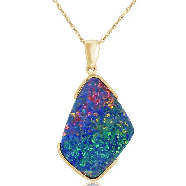 Yellow Gold Opal Doublet Pendant
