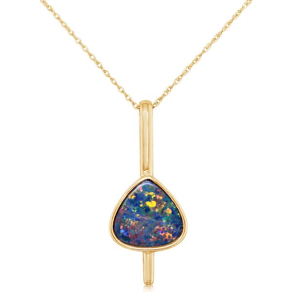 Yellow Gold Opal Doublet Pendant Image 2 Towne & Country Jewelers Westborough, MA