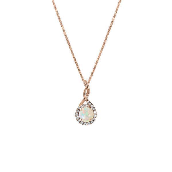 Rose Gold Calibrated Light Opal Pendant John E. Koller Jewelry Designs Owasso, OK