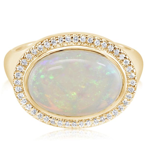 Yellow Gold Calibrated Light Opal Ring Thomas A. Davis Jewelers Holland, MI