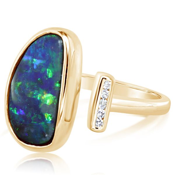 Yellow Gold Boulder Opal Ring Image 2 Biondi Diamond Jewelers Aurora, CO