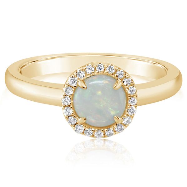 Yellow Gold Calibrated Light Opal Ring Ken Walker Jewelers Gig Harbor, WA