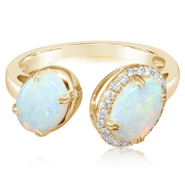 Yellow Gold Calibrated Light Opal Ring Leslie E. Sandler Fine Jewelry and Gemstones rockville , MD