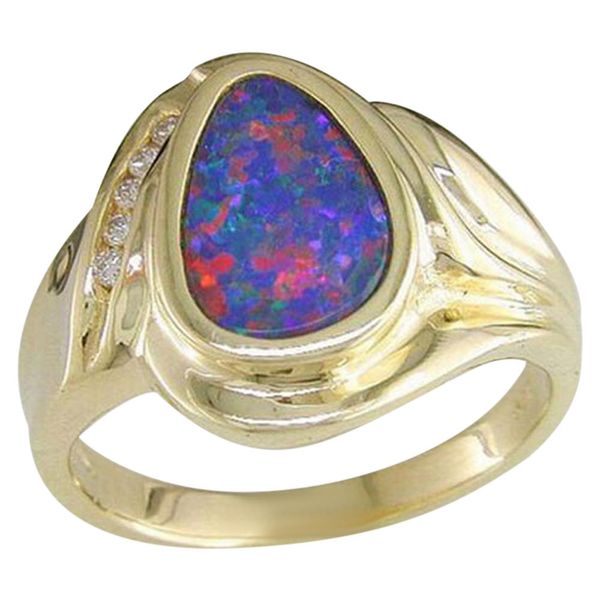 Yellow Gold Opal Doublet Ring Thomas A. Davis Jewelers Holland, MI