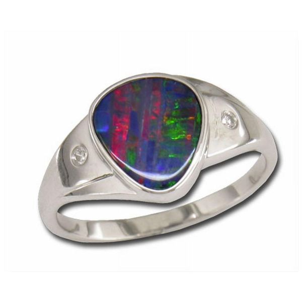 White Gold Opal Doublet Ring Daniel Jewelers Brewster, NY