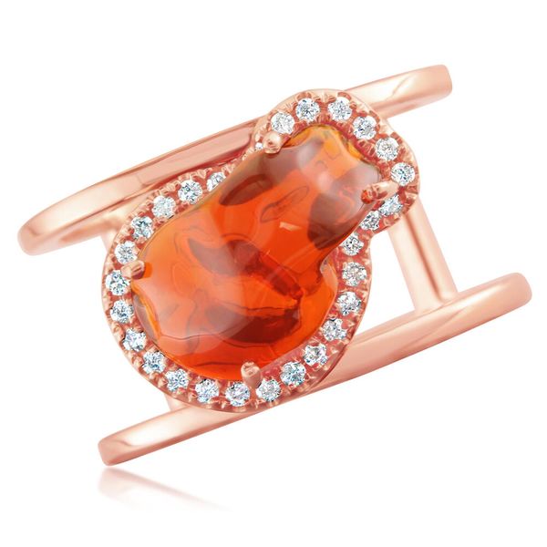 Rose Gold Fire Opal Ring Biondi Diamond Jewelers Aurora, CO