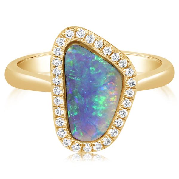 Yellow Gold Boulder Opal Ring Ask Design Jewelers Olean, NY