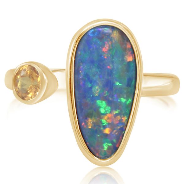 Yellow Gold Opal Doublet Ring Blue Heron Jewelry Company Poulsbo, WA