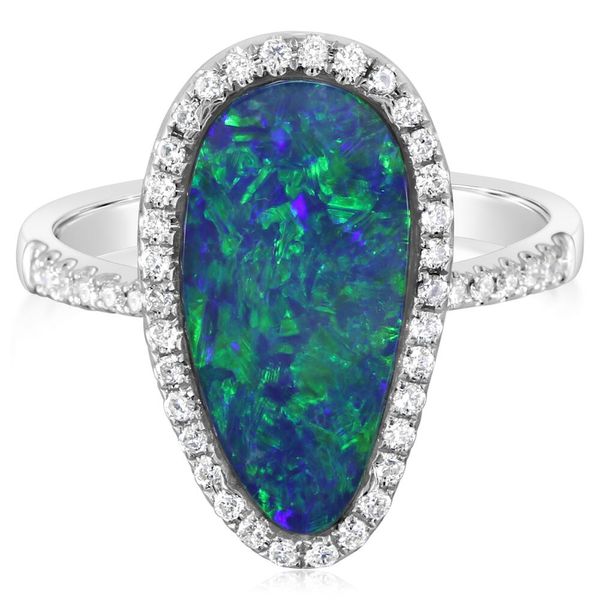 White Gold Opal Doublet Ring Mar Bill Diamonds and Jewelry Belle Vernon, PA