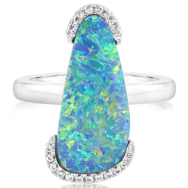 White Gold Opal Doublet Ring