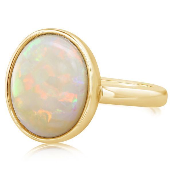 Yellow Gold Natural Light Opal Ring Towne & Country Jewelers Westborough, MA