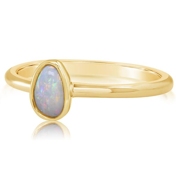 Yellow Gold Natural Light Opal Ring Image 3 Morrison Smith Jewelers Charlotte, NC
