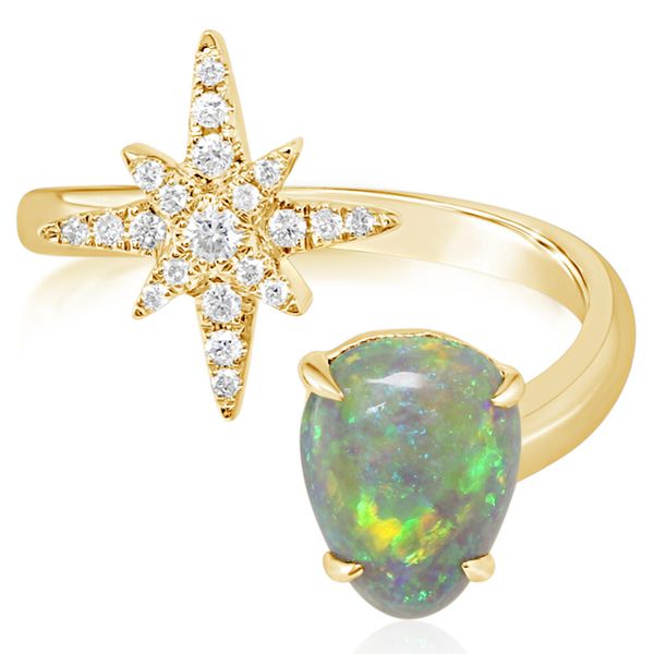 Yellow Gold Black Opal Ring Leslie E. Sandler Fine Jewelry and Gemstones rockville , MD
