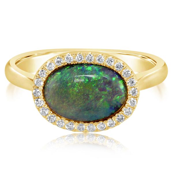 Yellow Gold Black Opal Ring Futer Bros Jewelers York, PA