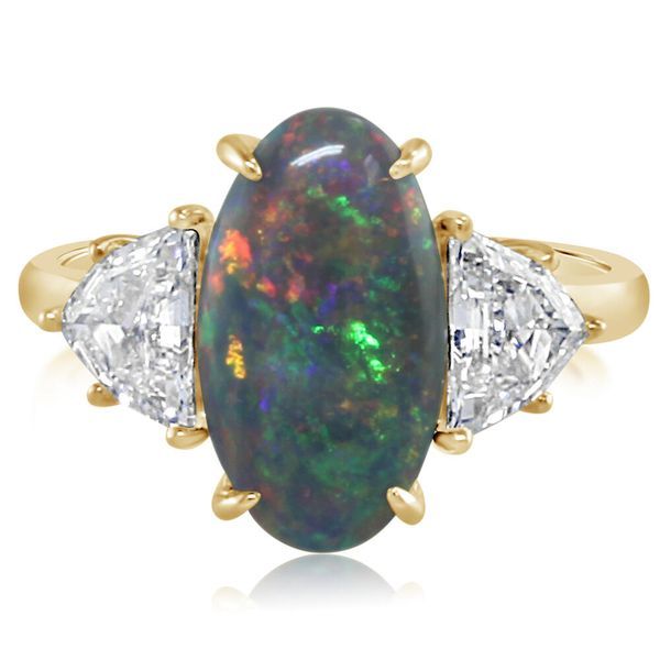 Yellow Gold Black Opal Ring Blue Heron Jewelry Company Poulsbo, WA