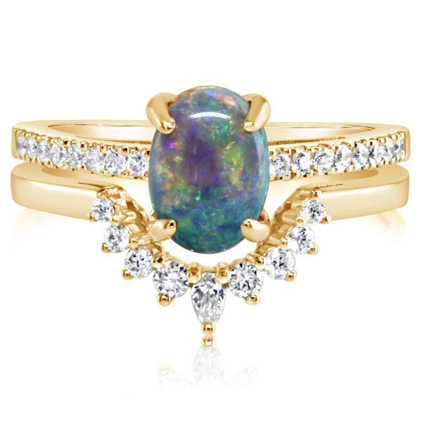 Yellow Gold Black Opal Ring Jones Jeweler Celina, OH