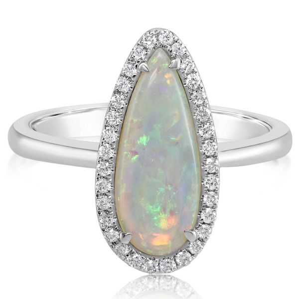 White Gold Natural Light Opal Ring Ask Design Jewelers Olean, NY