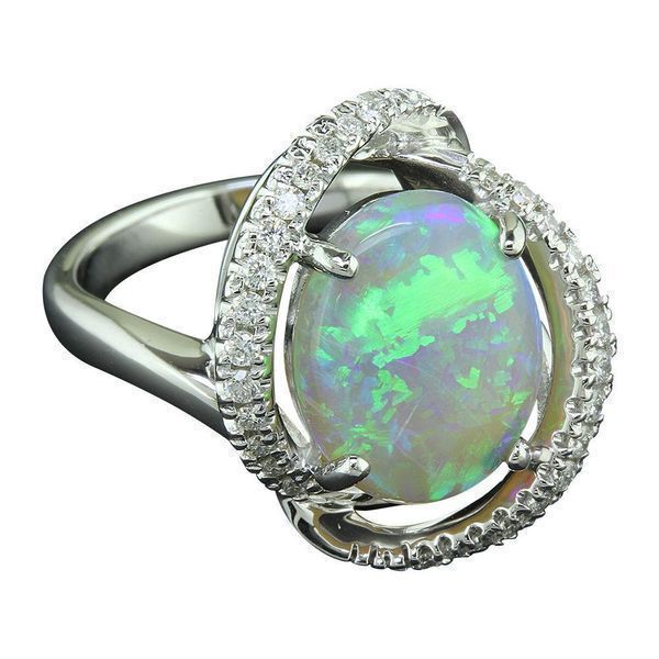 White Gold Natural Light Opal Ring Gold Mine Jewelers Jackson, CA