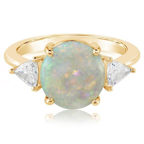 Yellow Gold Natural Light Opal Ring Blue Heron Jewelry Company Poulsbo, WA