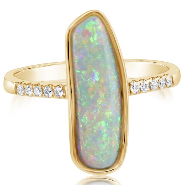 Yellow Gold Natural Light Opal Ring Thomas A. Davis Jewelers Holland, MI