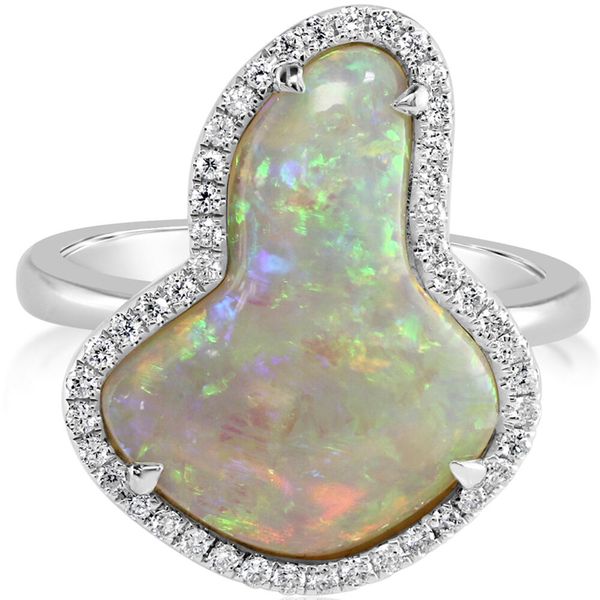White Gold Natural Light Opal Ring Towne & Country Jewelers Westborough, MA