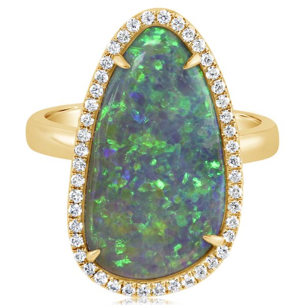 Yellow Gold Natural Light Opal Ring Leslie E. Sandler Fine Jewelry and Gemstones rockville , MD