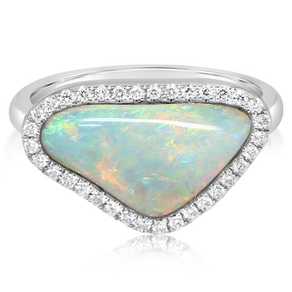White Gold Natural Light Opal Ring Banks Jewelers Burnsville, NC