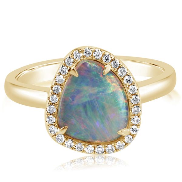 Yellow Gold Natural Light Opal Ring Biondi Diamond Jewelers Aurora, CO