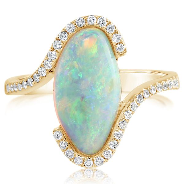 Yellow Gold Natural Light Opal Ring Ask Design Jewelers Olean, NY