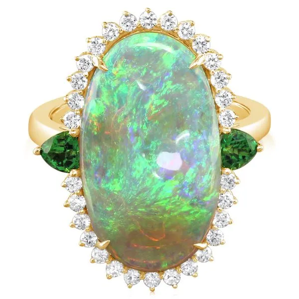 Yellow Gold Natural Light Opal Ring