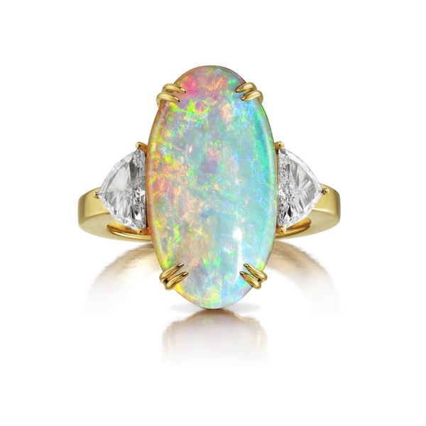 Yellow Gold Natural Light Opal Ring Biondi Diamond Jewelers Aurora, CO