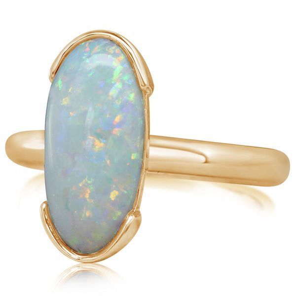 Yellow Gold Natural Light Opal Ring Image 3 Hart's Jewelers Grants Pass, OR