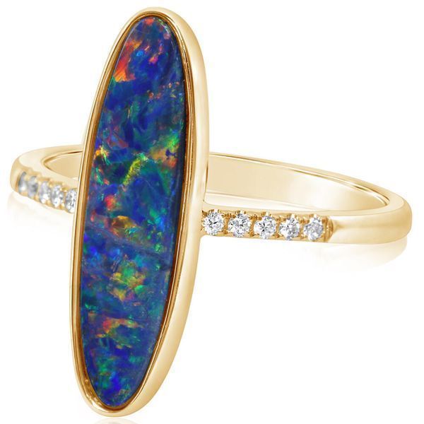Yellow Gold Opal Doublet Ring Mar Bill Diamonds and Jewelry Belle Vernon, PA