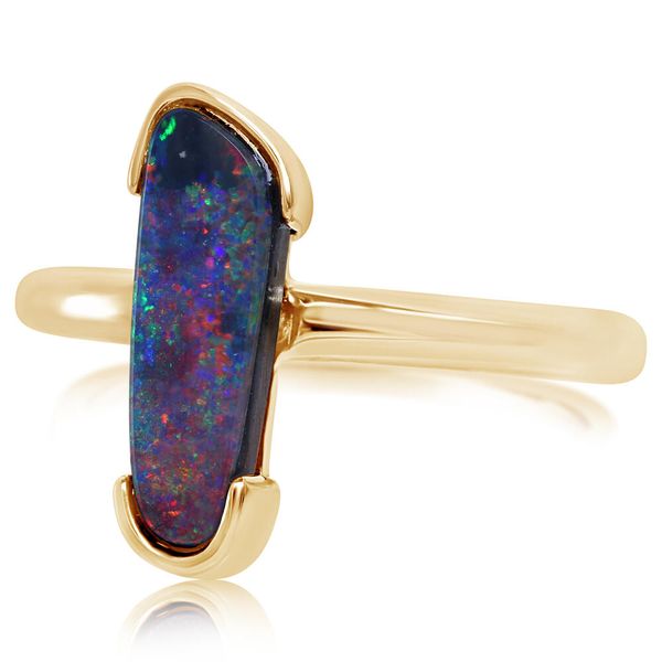 Yellow Gold Opal Doublet Ring Image 2 Biondi Diamond Jewelers Aurora, CO