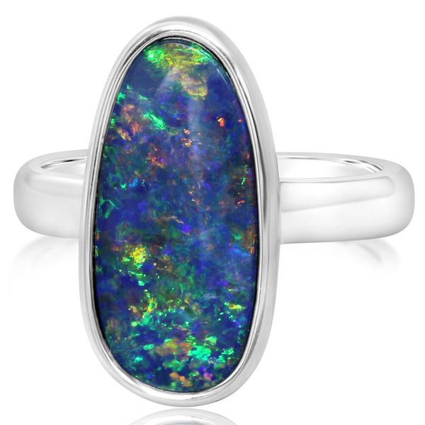 White Gold Opal Doublet Ring Ask Design Jewelers Olean, NY