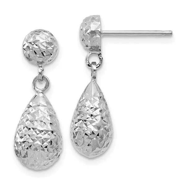 Leslie's 10K White Gold Polished and D/C Leverback Earrings