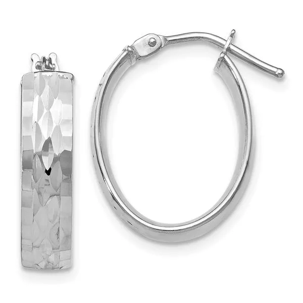 Leslie's 10K Gold White Rhodium-plated D/C Hoop Earrings, James Douglas  Jewelers LLC