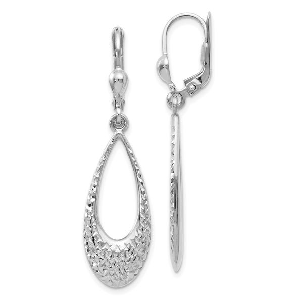 Leslie's 10K White Gold Polished and D/C Leverback Earrings