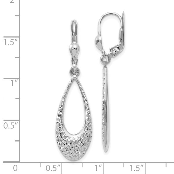 Leslie's 10K White Gold Polished and D/C Leverback Earrings Image 3 The Hills Jewelry LLC Worthington, OH