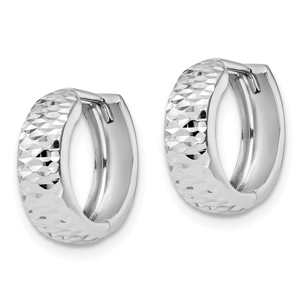 Leslie's 10K White Gold Polished and D/C Hoop Earrings Image 2 The Hills Jewelry LLC Worthington, OH