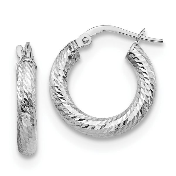 Leslie's 10K Gold White Rhodium-plated D/C Hoop Earrings, James Douglas  Jewelers LLC