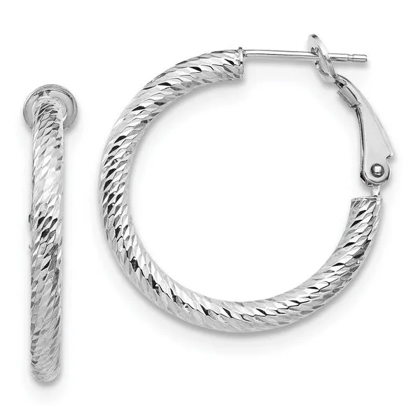 Leslie's 10K White Gold D/C Hinged Hoop Earrings 10LE132, A. C. Jewelers  LLC